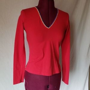 Red Tommy Hilfiger Jean's v neck vintage 90s